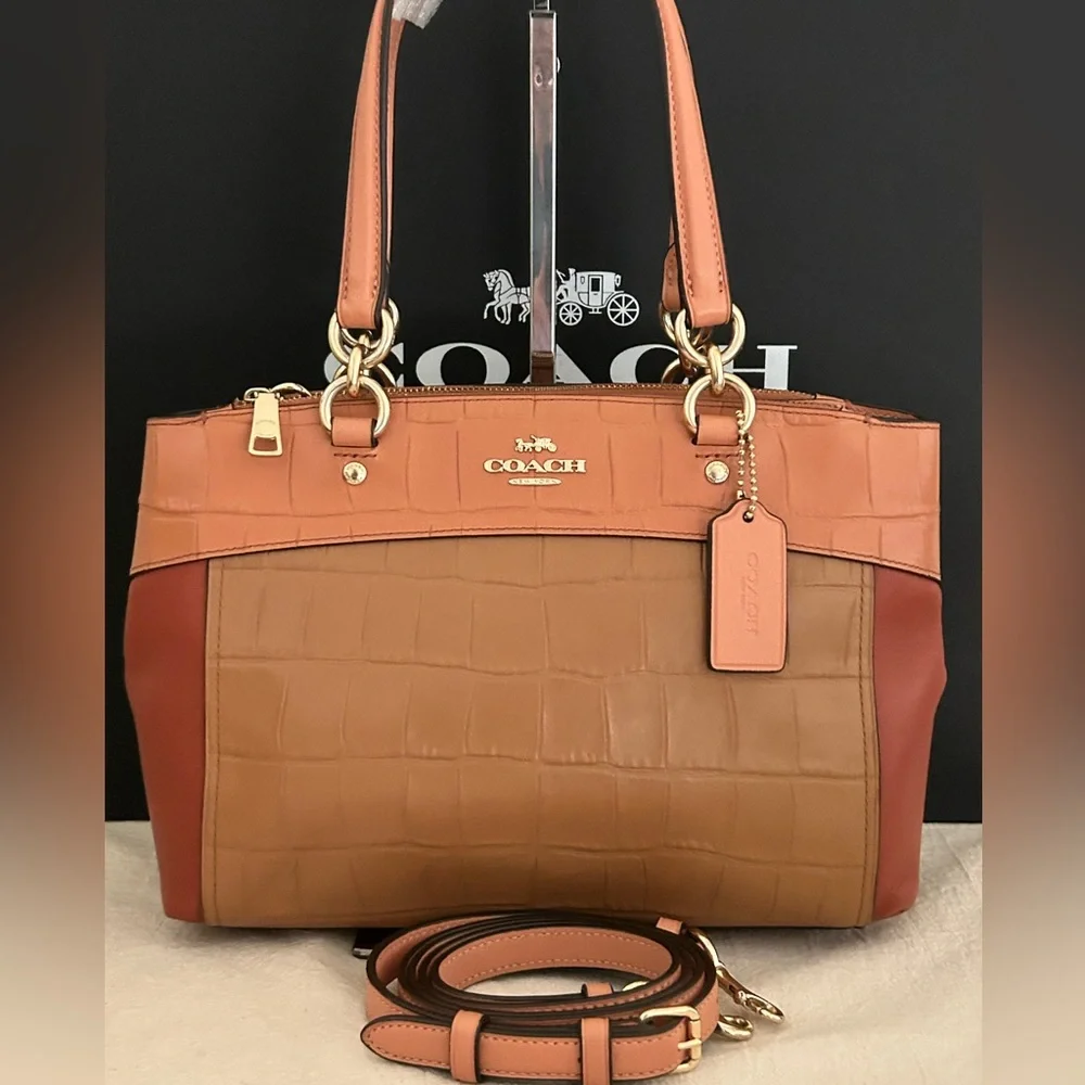 COACH Brooke Mini Croc Embossed and Smooth Leather in Colorblock Xbody/Satchel - Picture 4 of 14